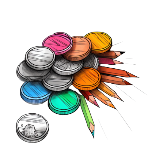 Cartoon of Coins and Pencils